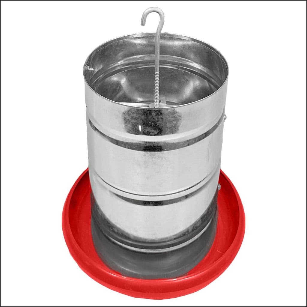 Comedouro Tubular 10kg p/ Frango Aves Galinha Faisão Prato Anti Desperdicio