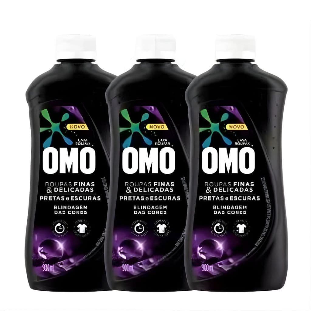 Kit 3 Sabão Liquido Omo Roupas Finas e Delicadas Pretas Escuras 900ml