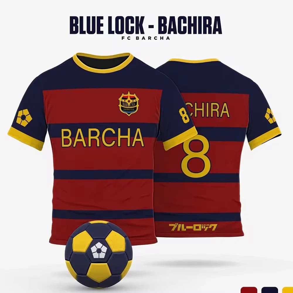 Blue Lock FC Barcha Cartoon Anime Cosplay Camisa Masculina Verão Manga Curta Meninos Hip hop