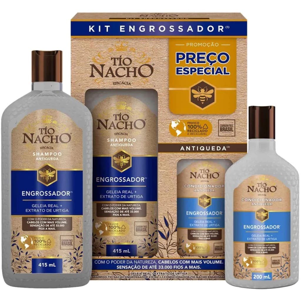 KIT TIO NACHO ENGROSSADOR SHAMPOO 415ML + COND 200ML