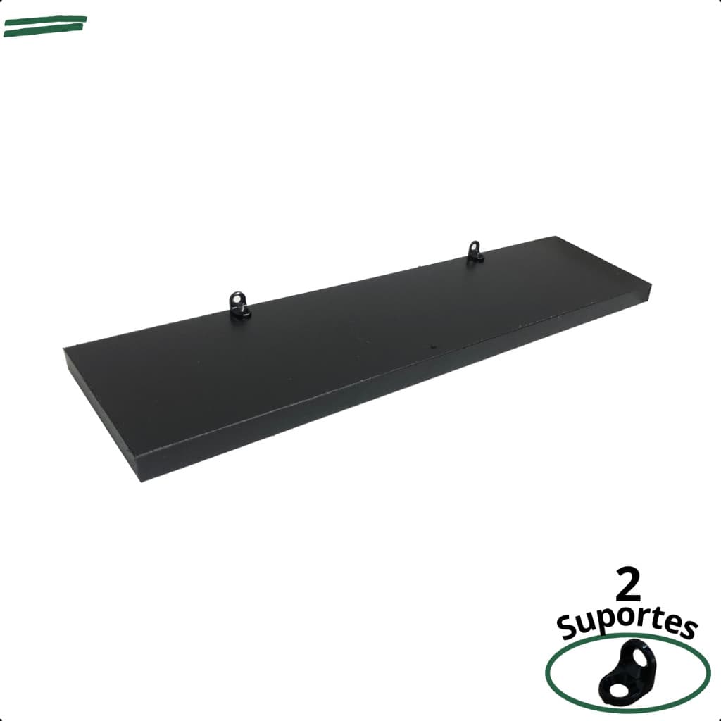 1 Prateleira Preta 40X10 Com Suporte Flutuante Mdf  Organizadora Decoração Cozinha Quarto Banheiro