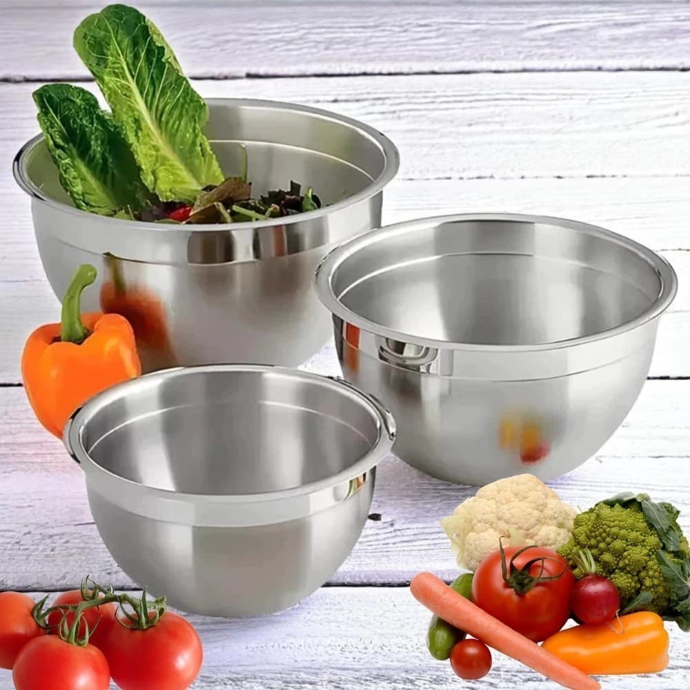 Tigela Inox Bacia Pote Recipiente Cozinha Salada Mexer Talheres Fue Confeitaria Preparo Massa Bolo