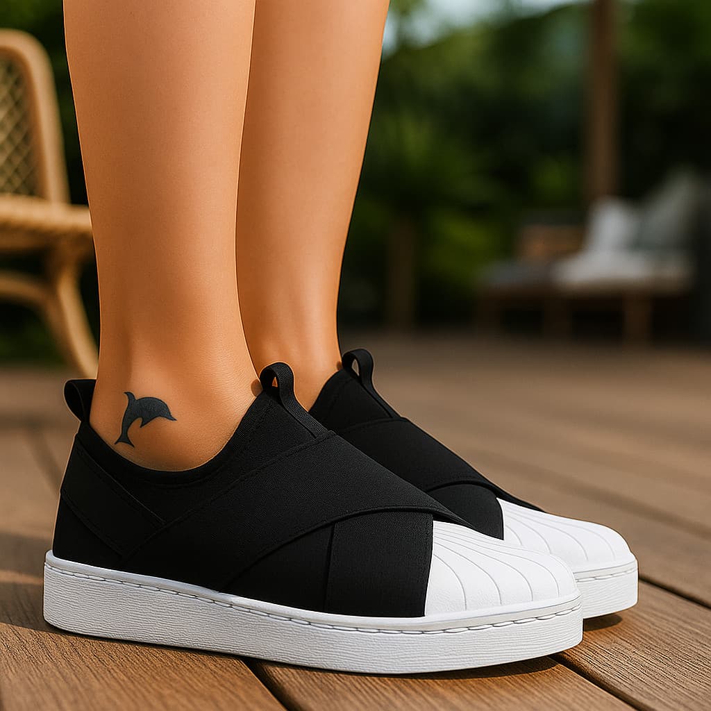 Tênis Feminino Calce Fácil Slip On Confortável Ortopédico Uso Casual e Academia Esportivo Frete