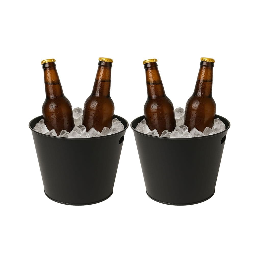 Kit 2 Balde De Gelo Cônico 5L Alumínio Com Abertura Lateral Para Bebidas