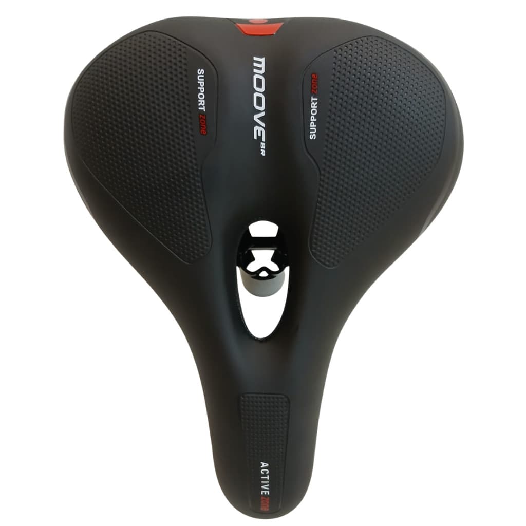 Selim de Bicicleta com 2 Molas Confort Vazado com Elastômero Banco de Bike Confortável Moove Preto/Vermelho