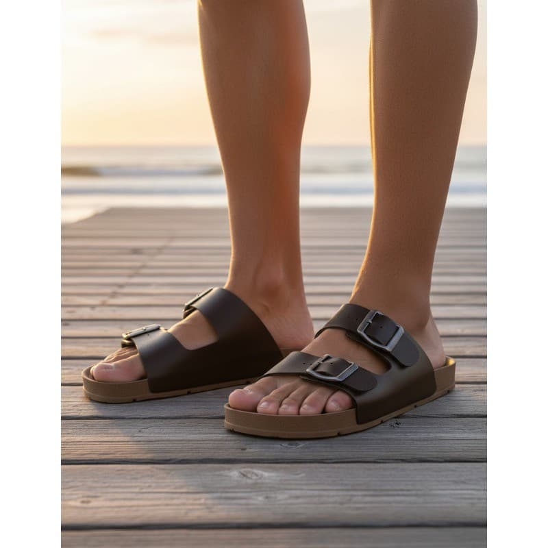 Sandália Masculina Gunga Papete com Fivelas Ajustáveis Confortável Moderna Casual