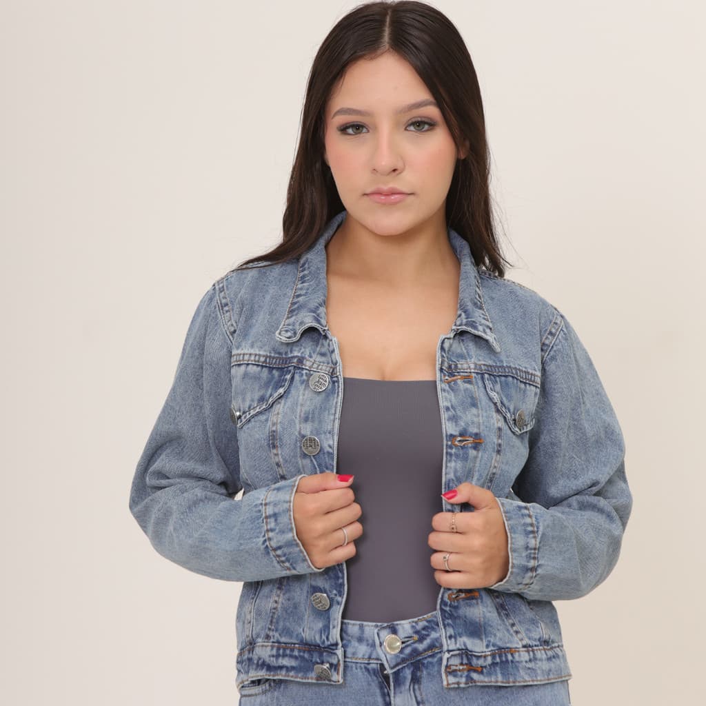 Conjunto Calça Jeans + jaqueta estampada Blusa de frio infantil juvenil menina