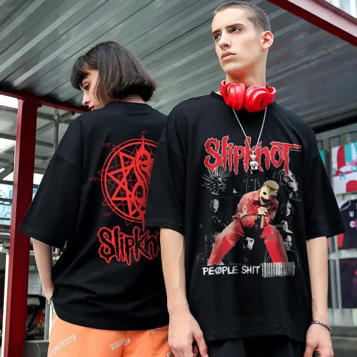 [Camiseta Premium em Algodão Puro]VU Camiseta Basica e OVERSIZED Slipknot People Shit Symbol Banda Rock Vintage Unissex