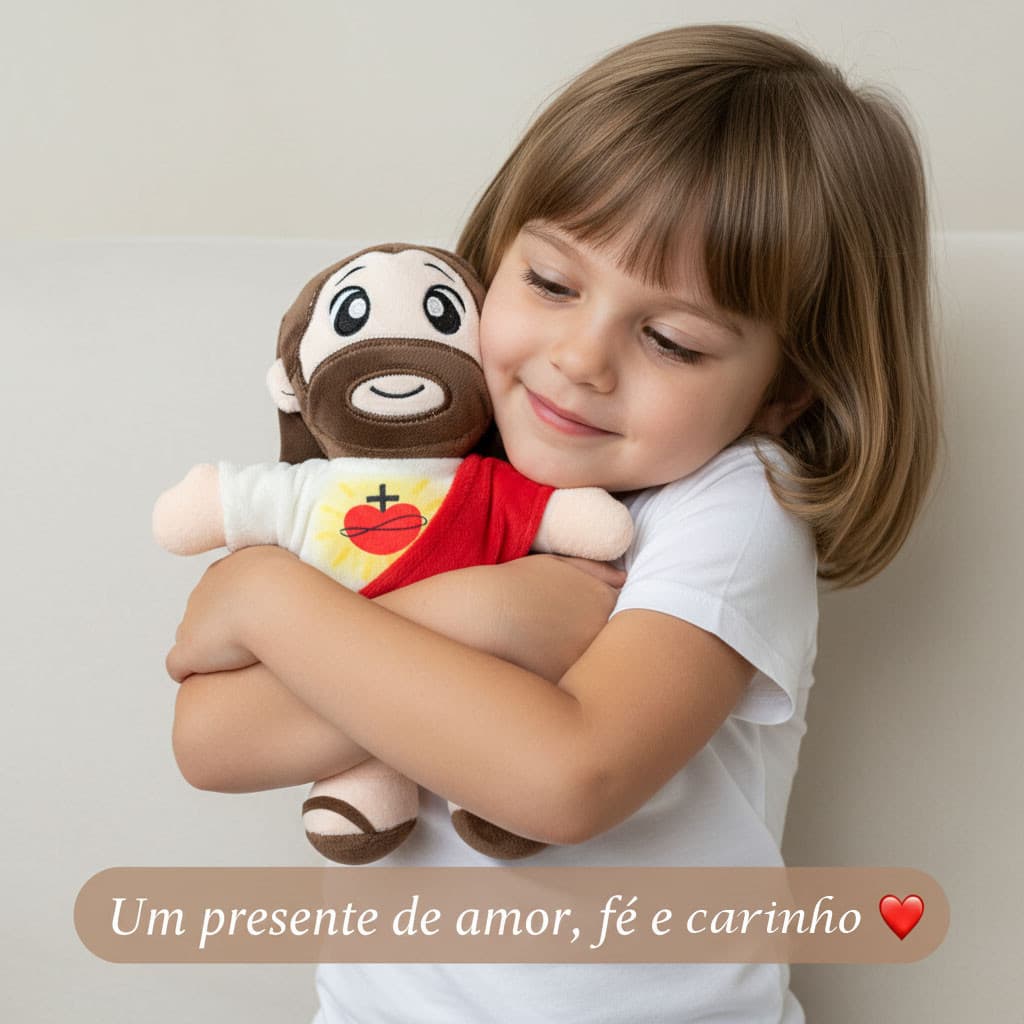 Urso de Pelúcia Jesus Cristo 25cm Fé Religioso Sagrado Cristão Presente Carinhoso