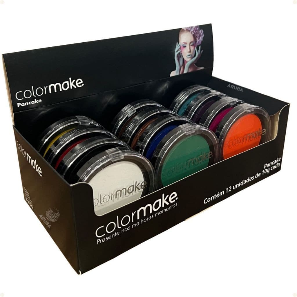 Kit 12 Pancake Colormake Em Pó Compacto