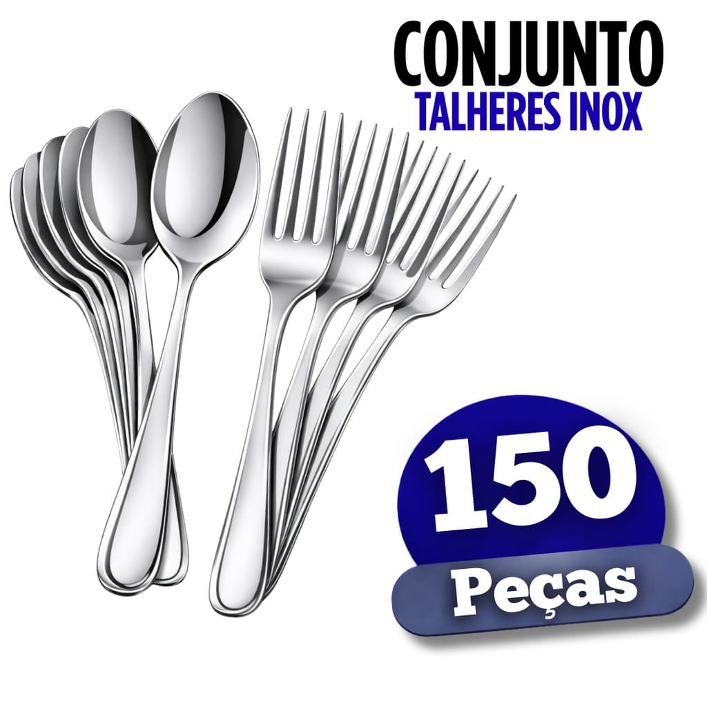 Talheres Inox Garfos e Colheres Perfeito para Festas e Eventos Kit Com 150, 72 e 36 UN