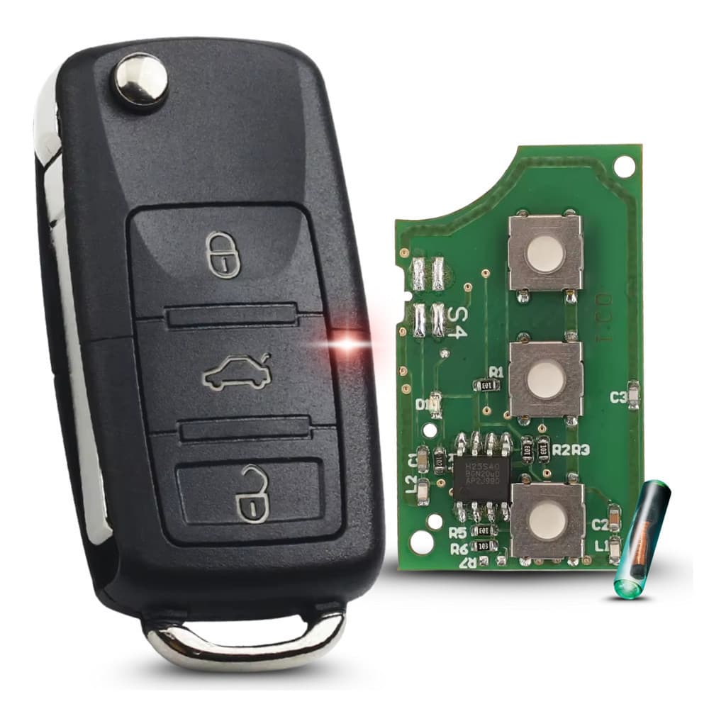 Chave Completa Volkswagen G5 3 Botões Golf Bora Polo Passat