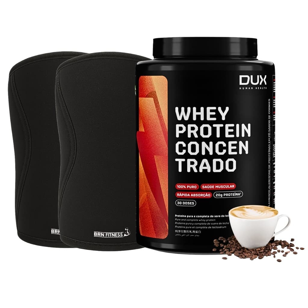 Kit Whey Protein 900g + Joelheira Neoprene 7mm Rendimento