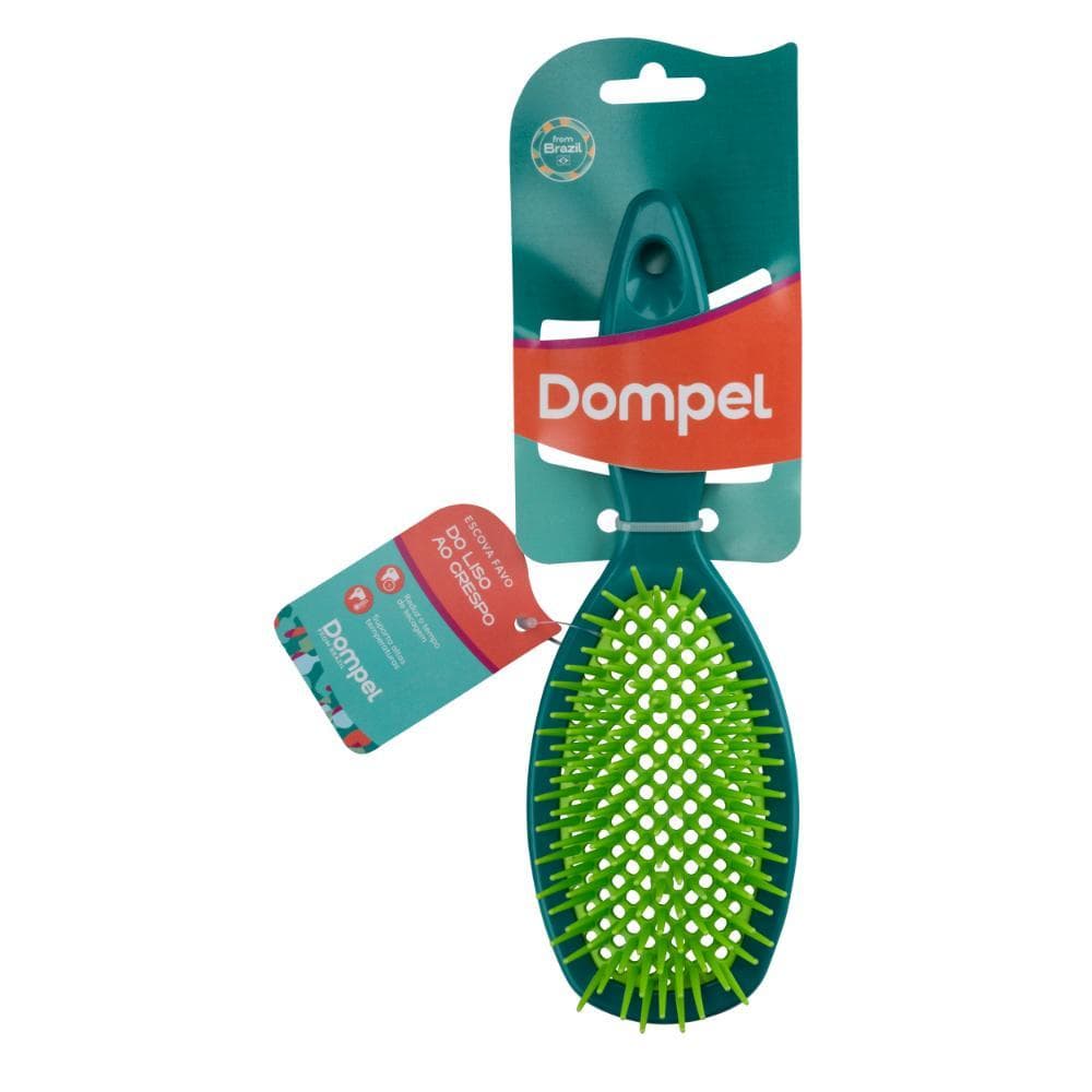 Escova de Cabelo Profissional FAVO OVAL para Cachos e Definidora Cor Verde Escuro - Dompel
