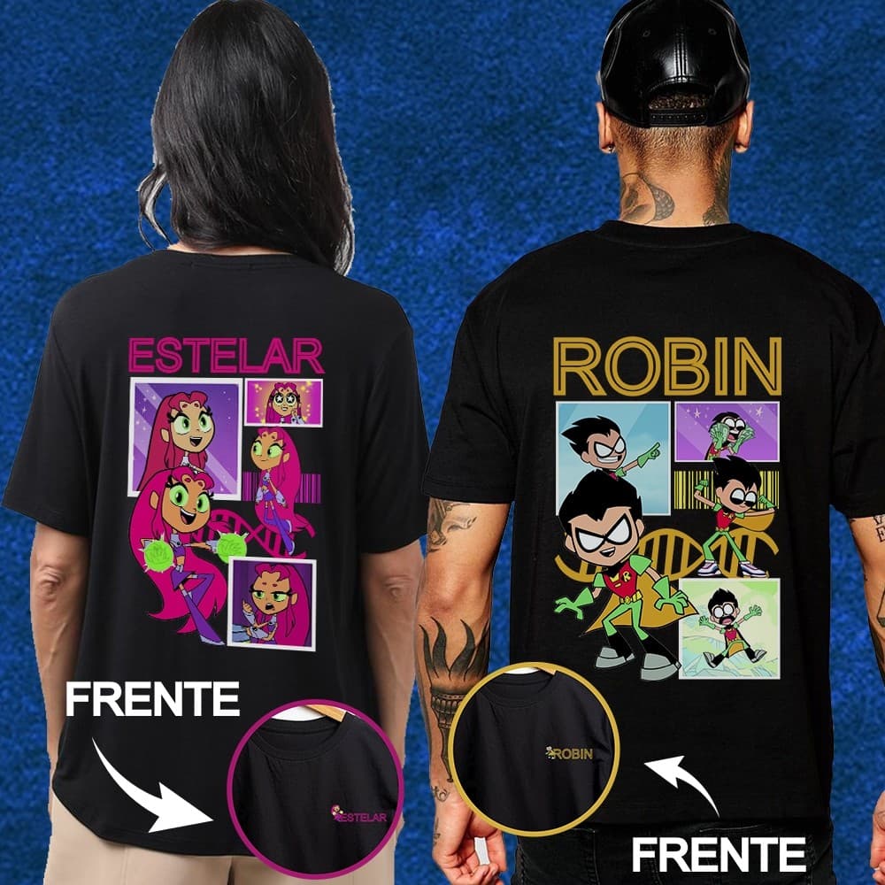 Kit Casal Robin+ Stelar Premium Titans Anti Club Blusa Namorados Verao Blusao Camisetas Exclusivas