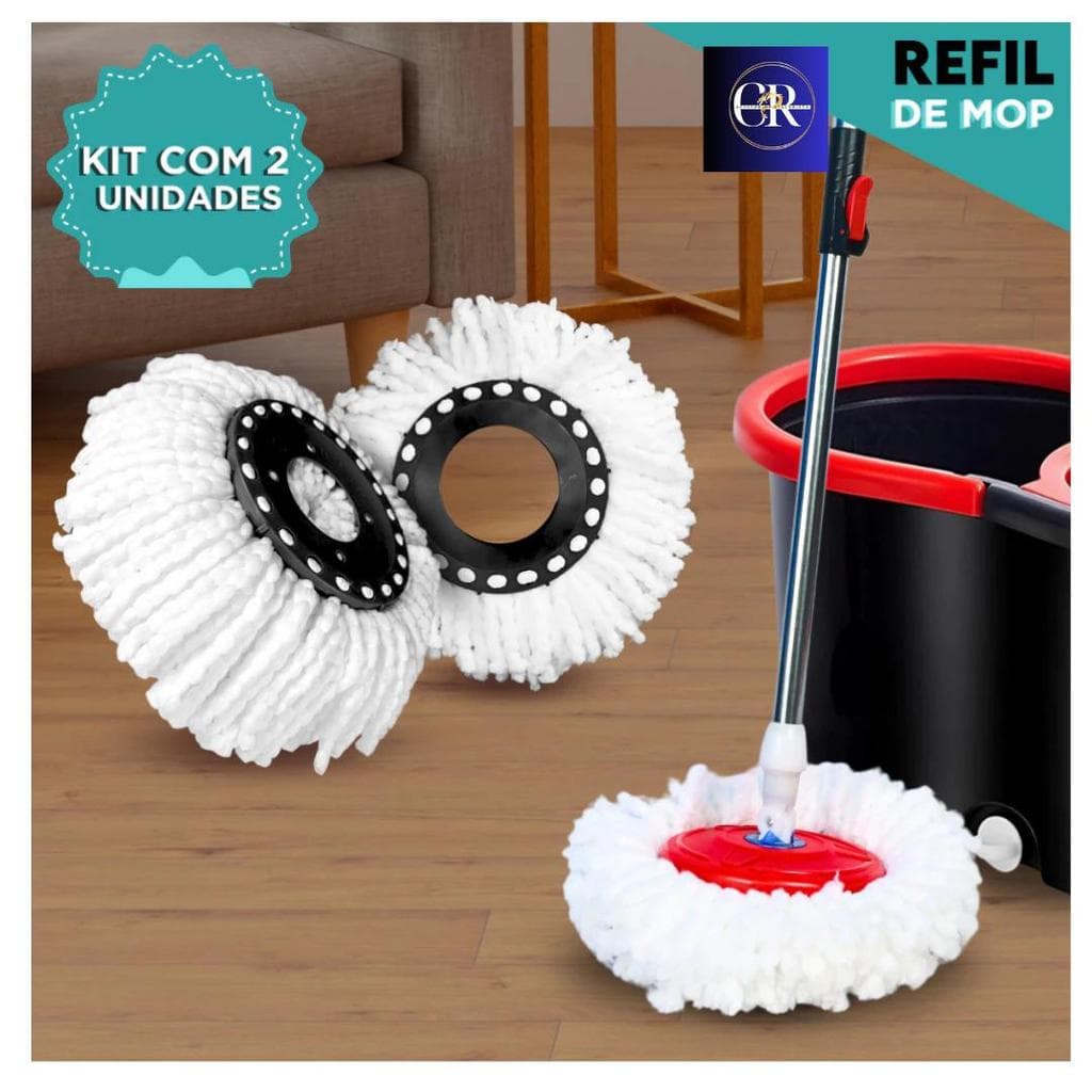 Aero Refil Mop Giratório Universal Esfregão Kit Com 2 Unidades Microfibra Alta Qualidade Design Exclusivo