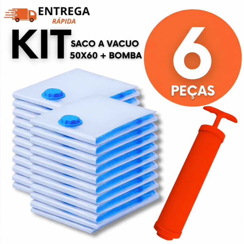Saco A Vácuo 50x60 Com Bomba Manual Compactador Grande Organizador De Roupas Mala Viagem Guarda Roupa