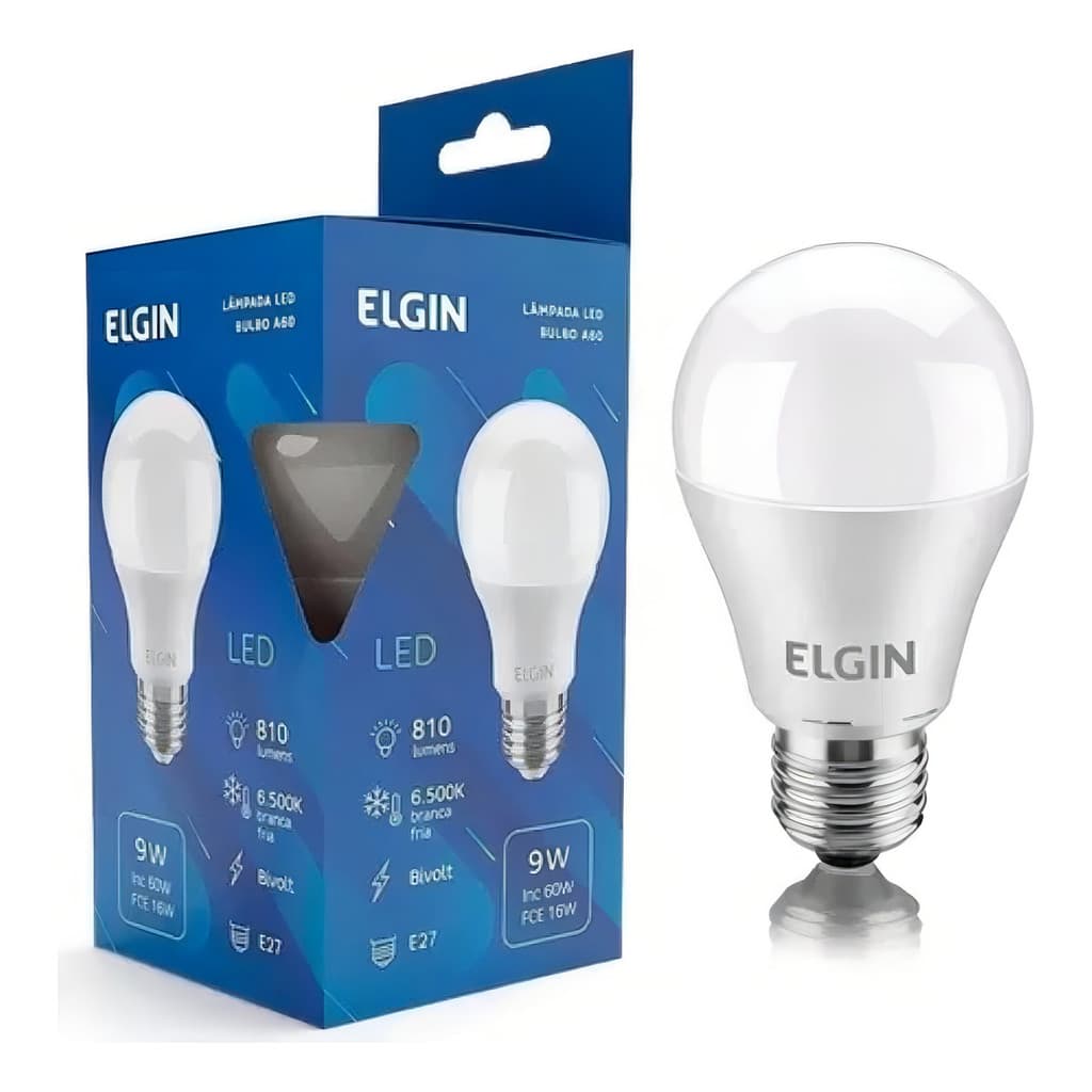 Lâmpada Led 9w Bulbo E27 Branca Fria 6500k Bocal E27 Elgin