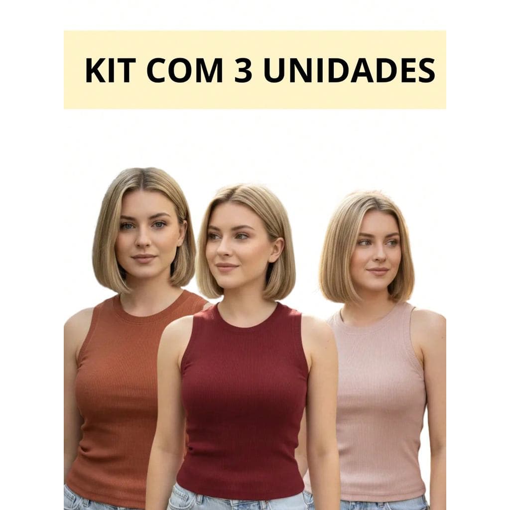 Kit 3 Regata Feminina Blogueira Gringa Premium Estilosa Blusa Carnaval Festivais Faculdade Sortidas