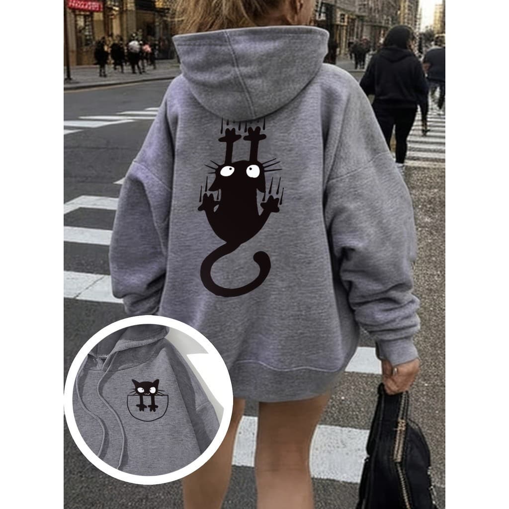 Moletom modelo CANGURU Blusa de Frio Gato Preto Fofo para o Inverno!