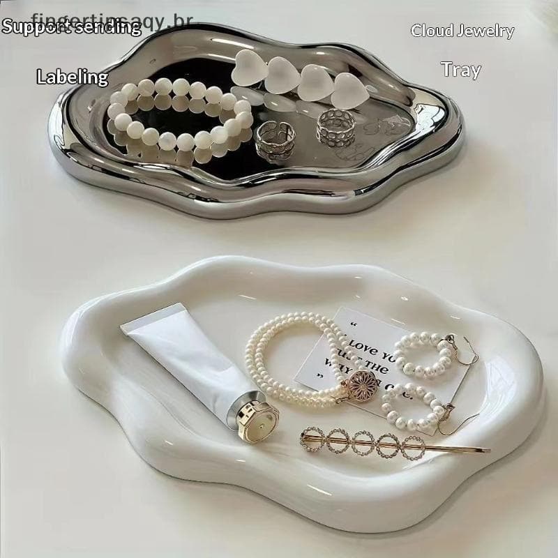 FINGE Bandeja De Armazenamento De Joias Simples , Formas Criativas De Nuvem , Brincos Galvanizadas , Prato De Mesa Para