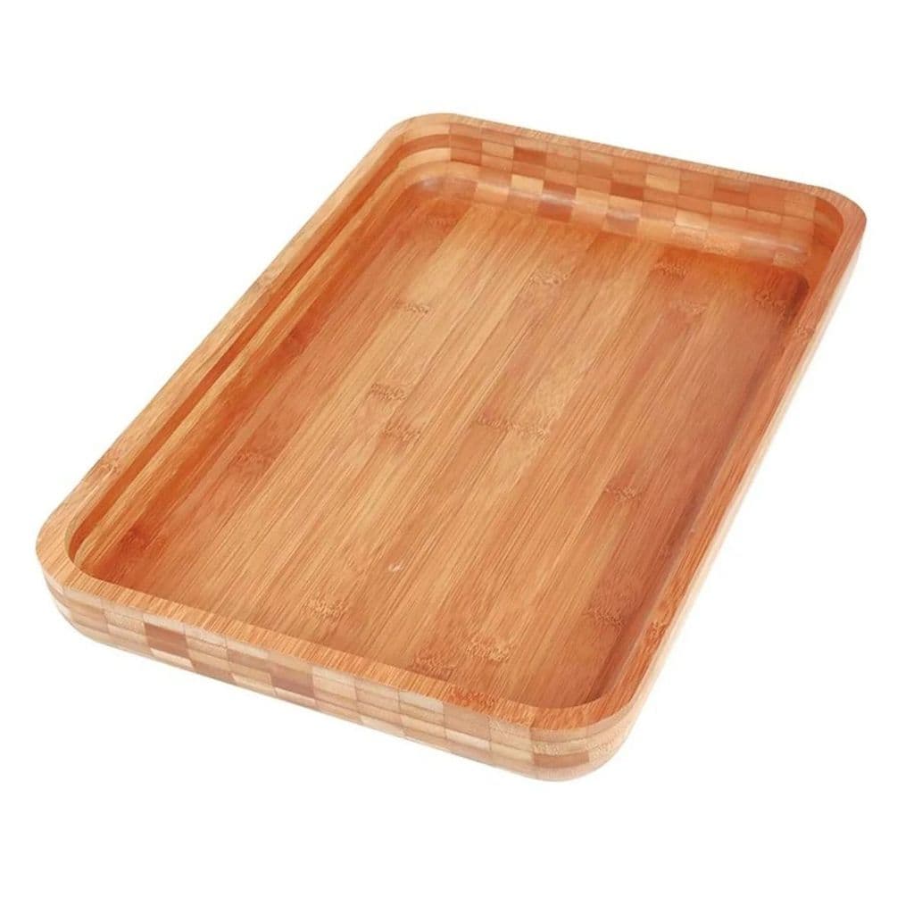 Gamela Bandeja Pestisqueira De Madeira Bamboo Retangular 30x45cm Mor