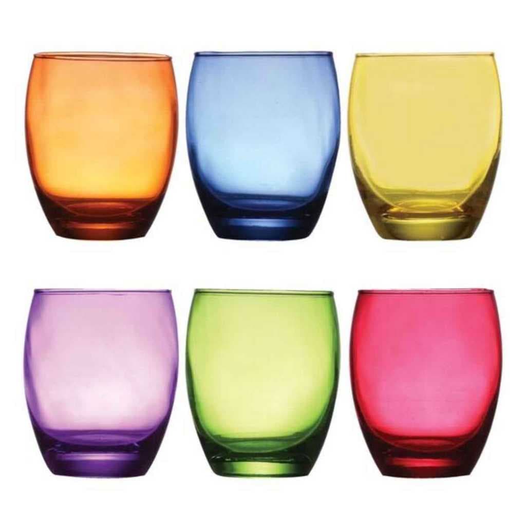 Jogo 6 Copos Tarca Coloridos Em Vidro 370mL Original, Tuut, Kit Conjunto