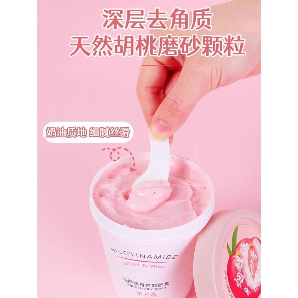 Sorvete pêssego corpo esfoliante esfoliante esfoliante clareamento corpo inteiro esfregando lama bebê menina 200g