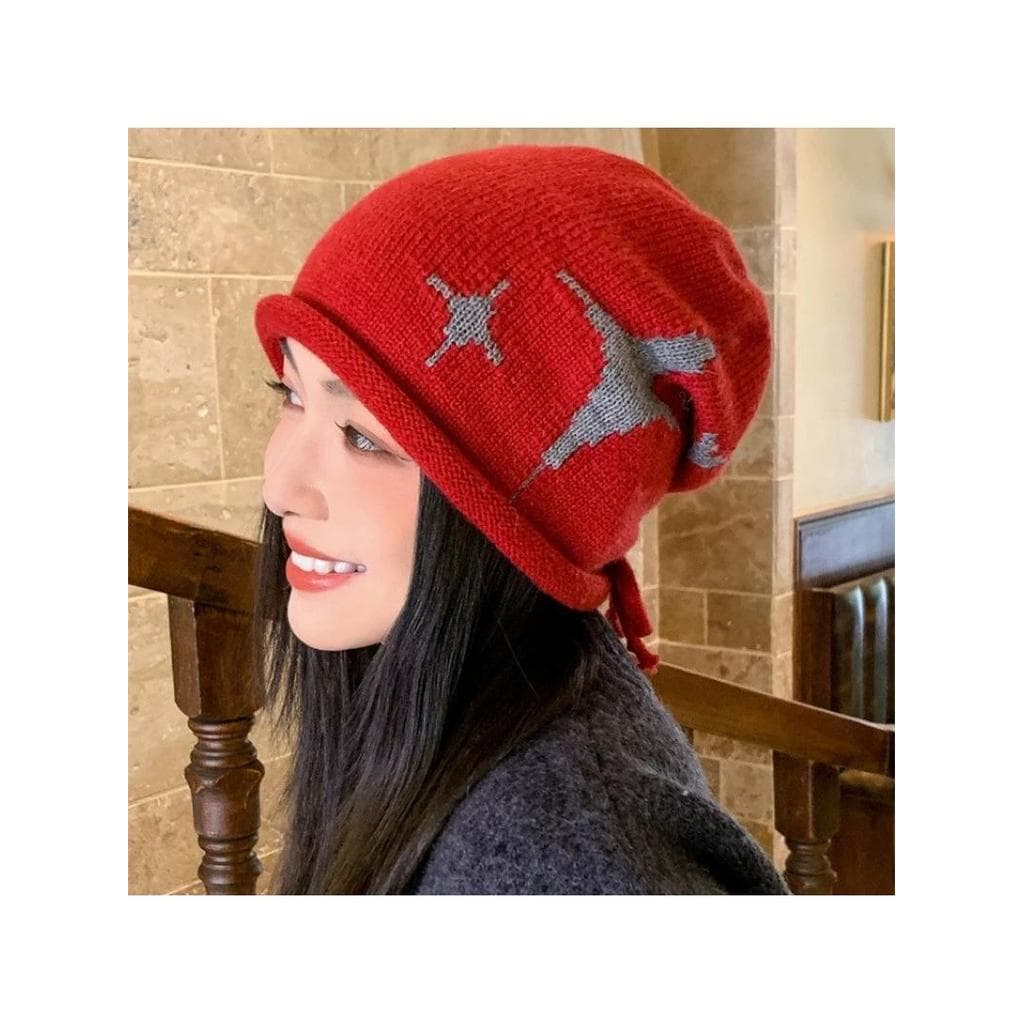 2025 novo estilo de malha pilha chapéu feminino outono inverno temperamento chapéu de lã quente proteção de ouvido mostr