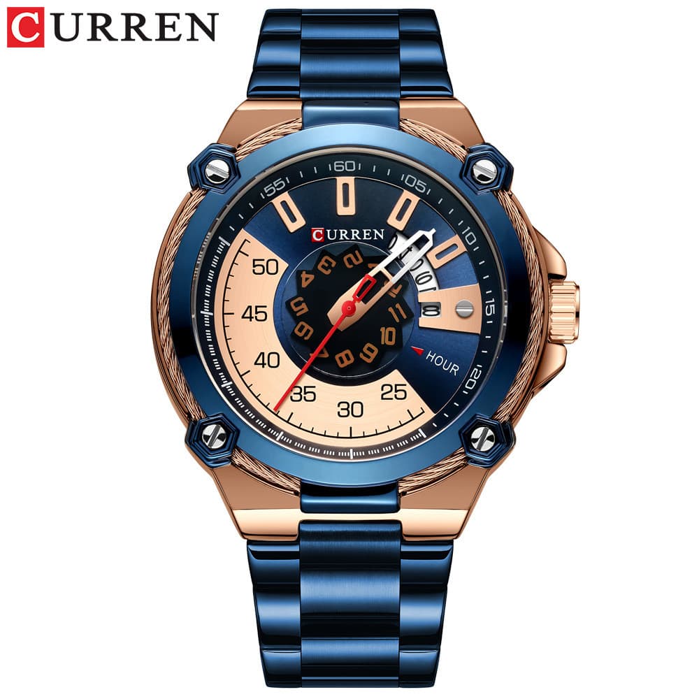 Curren/Curren Novo Estilo 8345 Relógio Masculino À Prova D 'Água Quartzo Banda de Aço Relógio Calendário de Negócios Rel