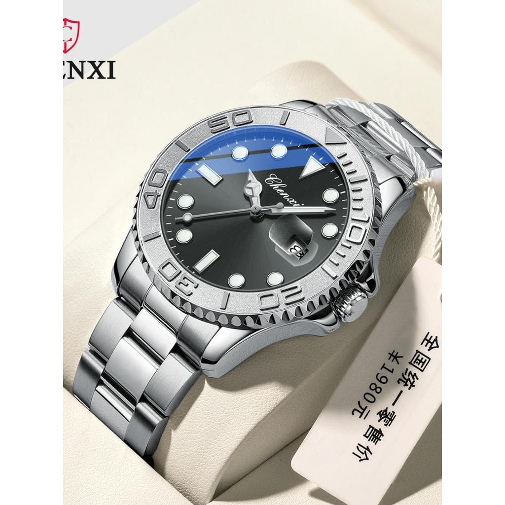 Nova manhã relógio masculino Cross-Border banda de aço sólido calendário luminoso à prova dwaterproof água fantasma moda