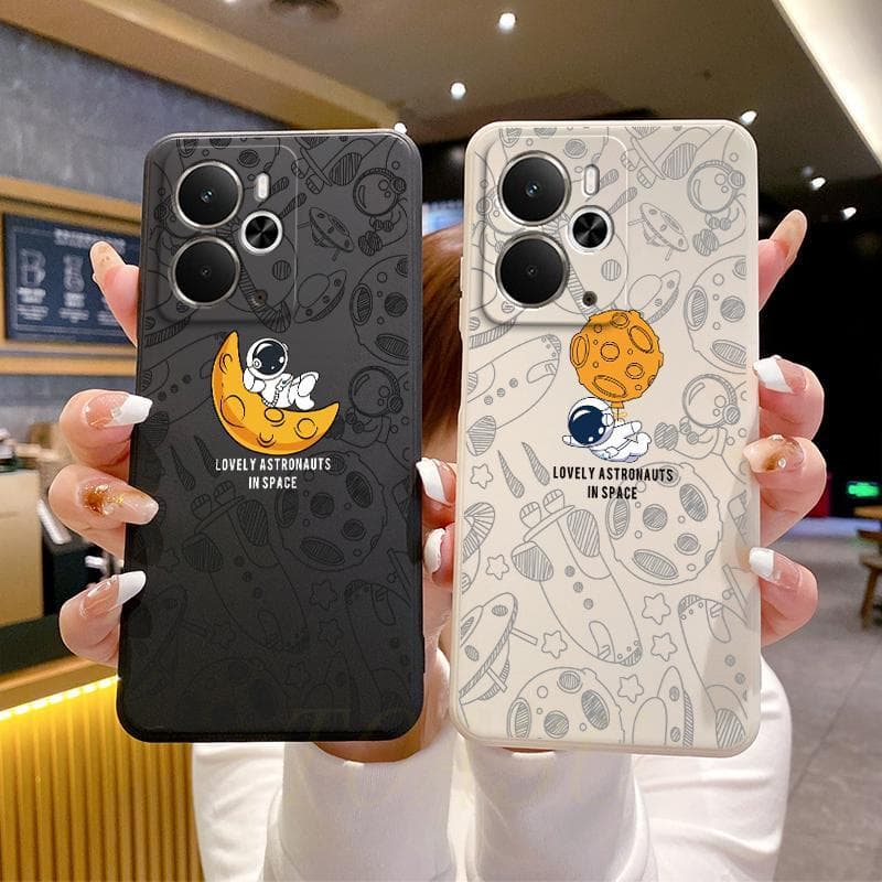 Capa realme 14T 5G/14 5G Silicone Casca Macia Astronauta Ilustração De Telefone TKR
