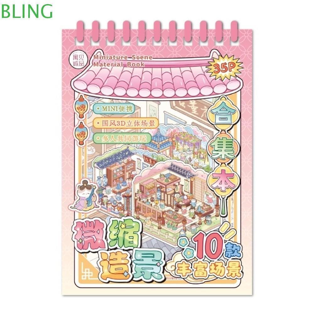 Adesivo De Cenas Em Miniatura BLING , PET 10 35 Folhas De Paisagem , Livros De Adesivos DIY De Tamanho Mini