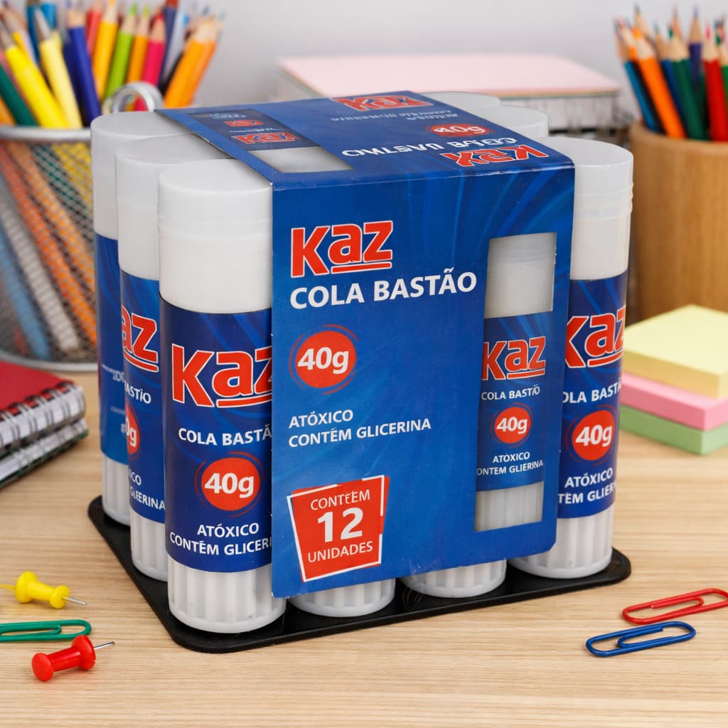 Cola Bastão 40g Atóxico KAZ 12 Unidades - Multiuso