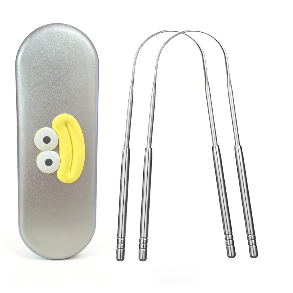 Raspador De Língua Bonito Para Adultos Com Caixa De Metal-Limpeza , Limpador