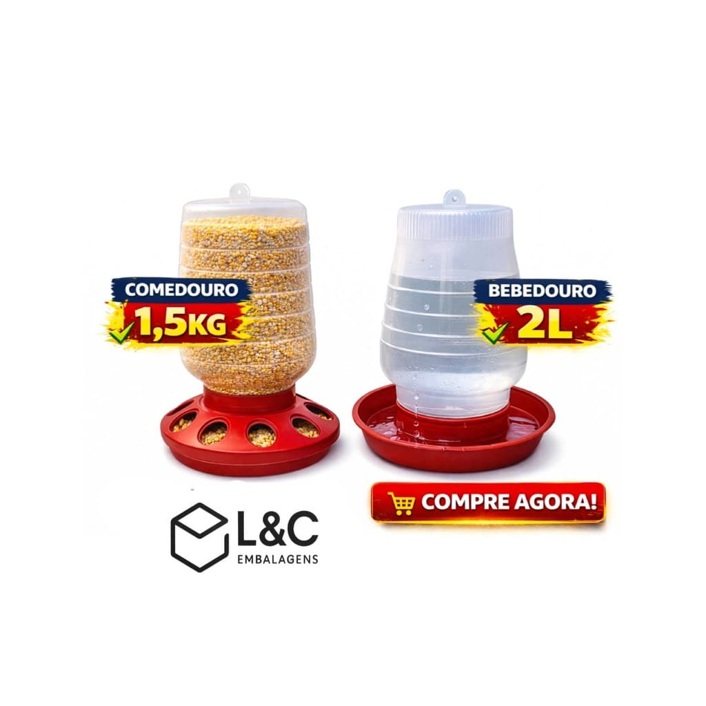 Comedouro é Bebedouro Galinhas Aves Automático Pendurável 1,5Kg E 2L