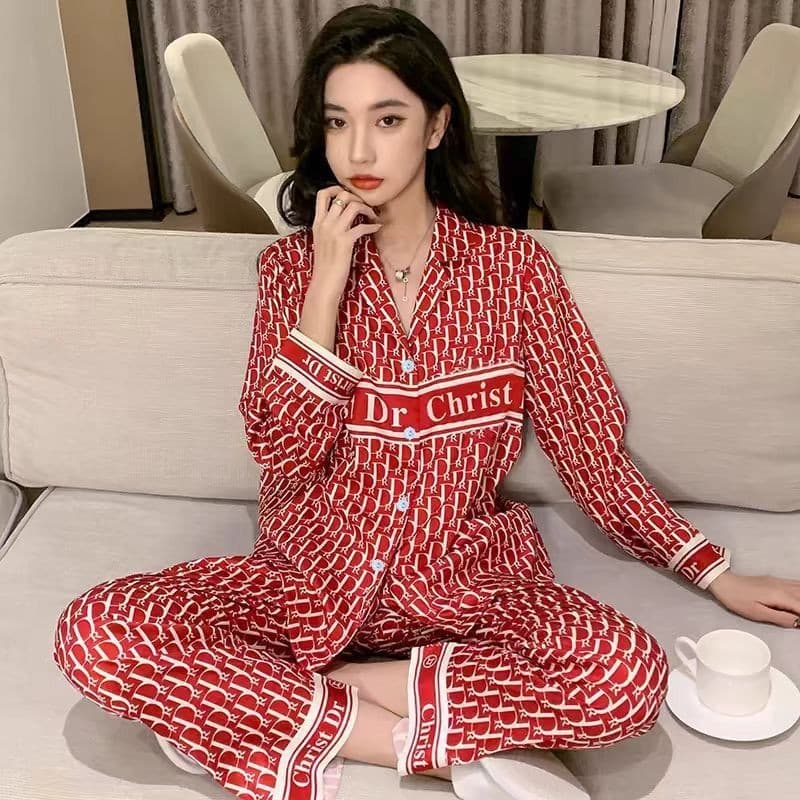 Primavera Cardigan pijamas de manga comprida pijamas femininos pode ser roupas de confinamento feminino Plus Size luz lu