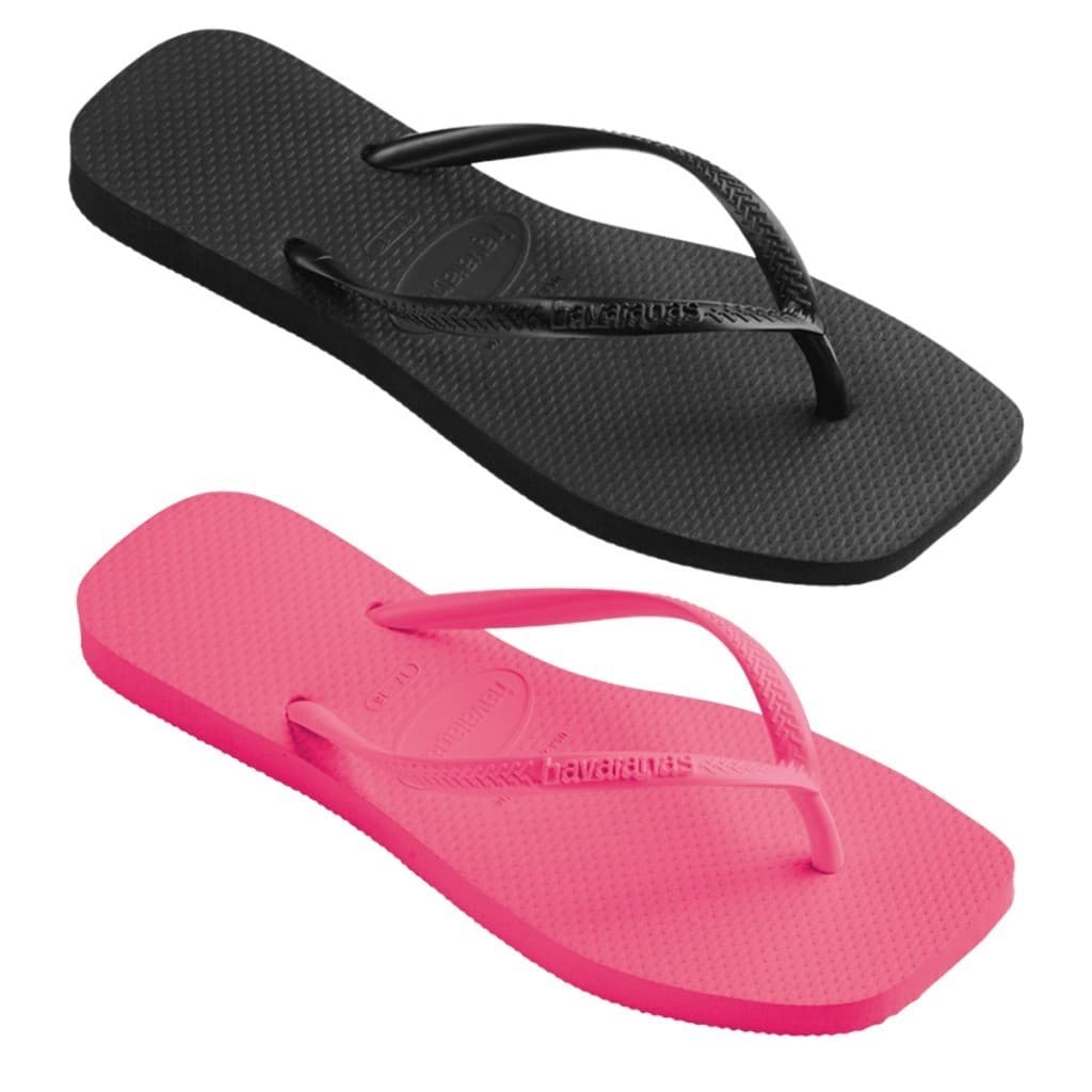 Kit 02 Pares Chinelo Feminino Tradicional Havaianas Slim Square Casual Macio Verão Praia e Piscina Dia a Dia