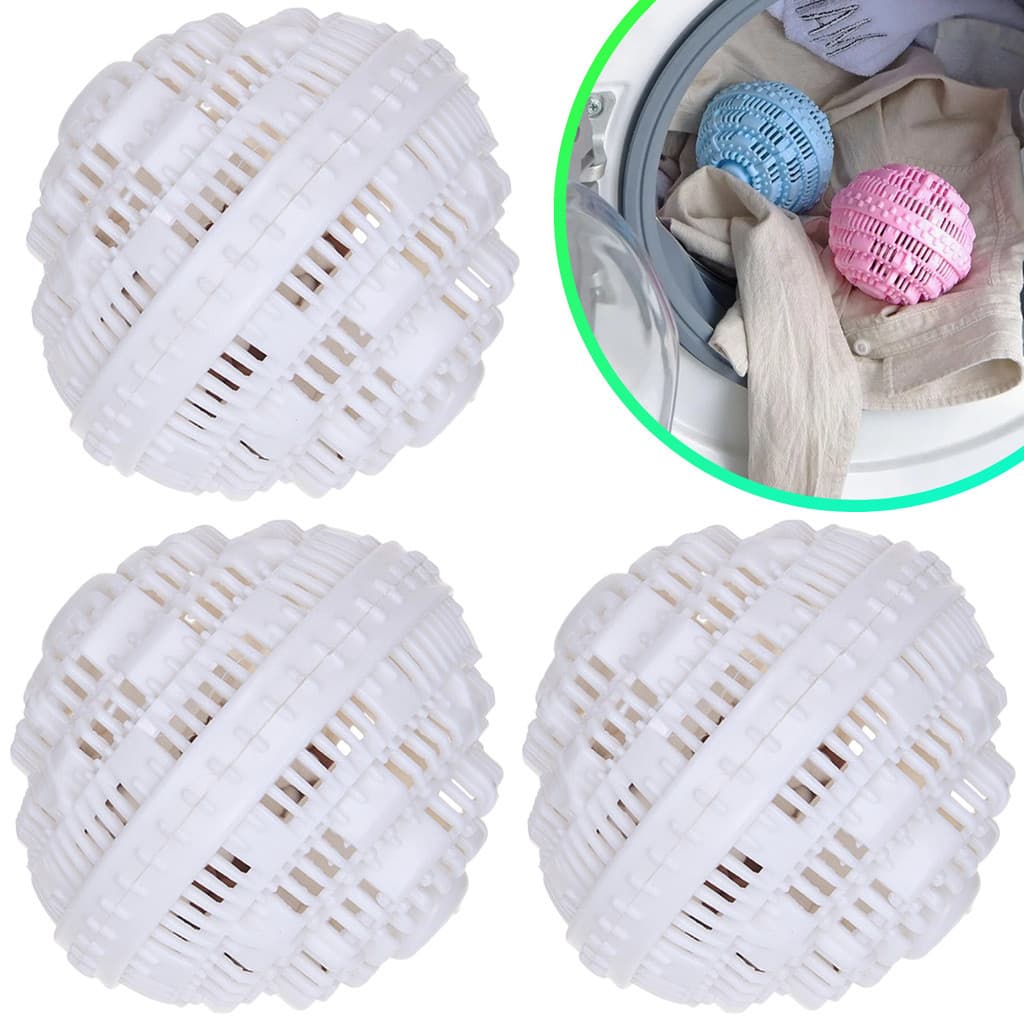 Kit 3 Bola Mágica Lava Roupas Reutilizavel Tira Pelos Fiapos Ecológica Econômica Esfera 1000 Lavagem