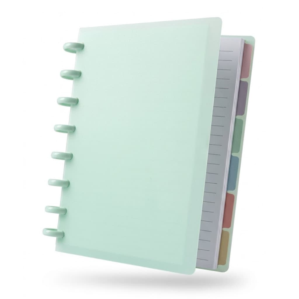 Caderno Inteligente Disco A5 Fichário 80 Folhas Divisórias Planejamento Escolar