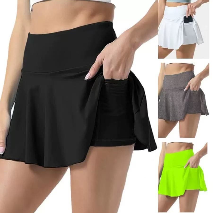 Saia Esportiva Feminina Ao Ar Livre Casual Feminino Meio Corpo Curta Fina Plissada