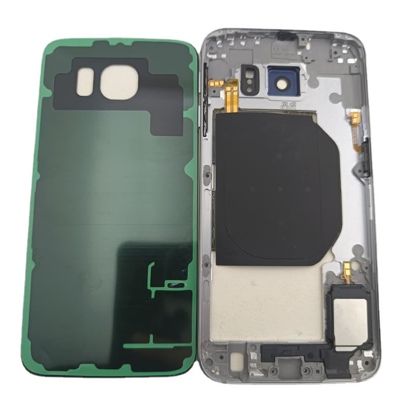 Para Samsung Galaxy S6 G920 Moldura Intermediária Placa Chassi Habitação Com Botão + Tampa Da Bateria De Vidro Substitui
