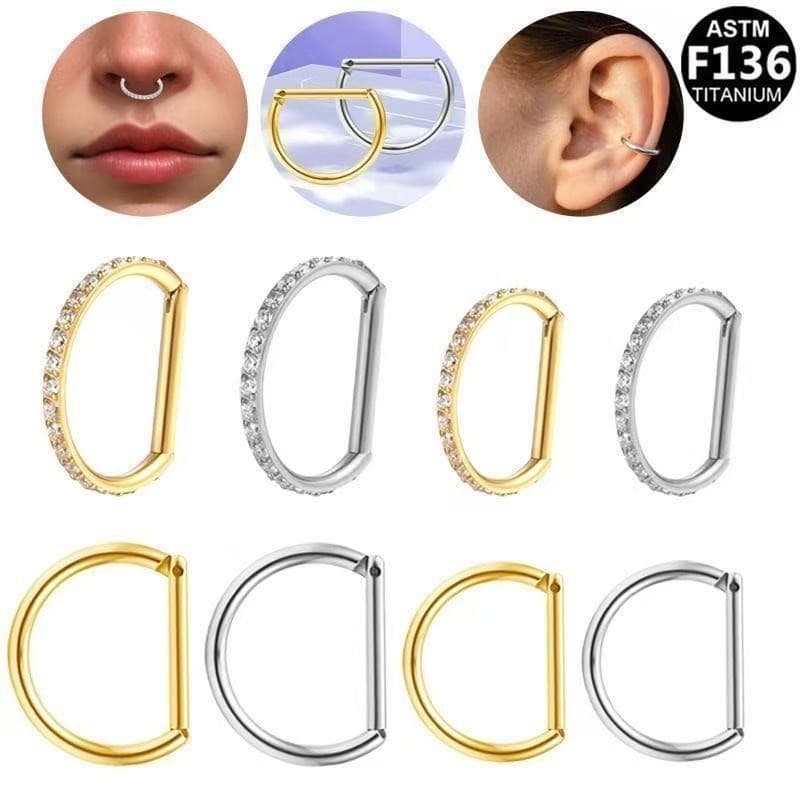 Piercing Septril Rook Conch Nariz Meia Argola Titânio Pvd Segmento Articulado Zircônia