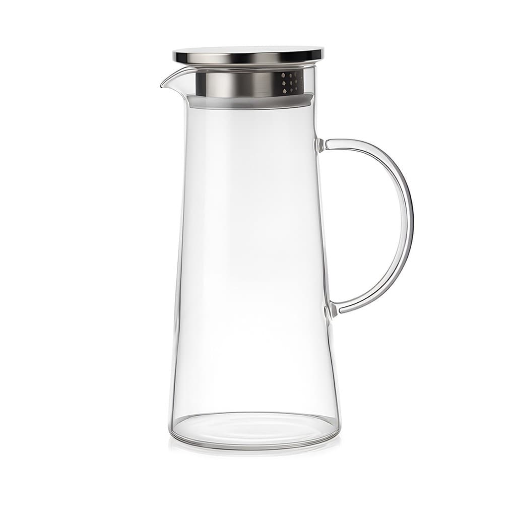 Jarra De Vidro E Alça 1500 ML Com Tampa Hermética Em Inox Para Suco E Água Cozinha - Ravi
