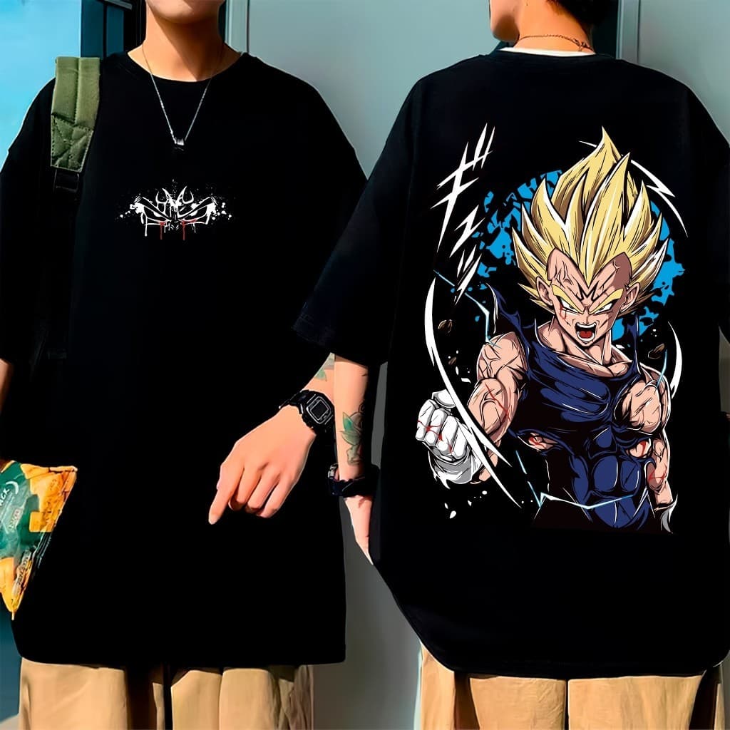 Camiseta Oversized Anime Vegeta Dragon Ball Goku Majin Estampada 100% Algodão Academia Treino UNNISEX