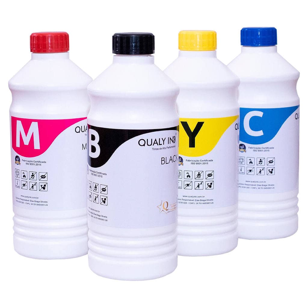Tinta Qualy-Ink Corante Universal Compatível para Recarga de Cartucho Bulk Ink Tanque de Tinta c/ 1L