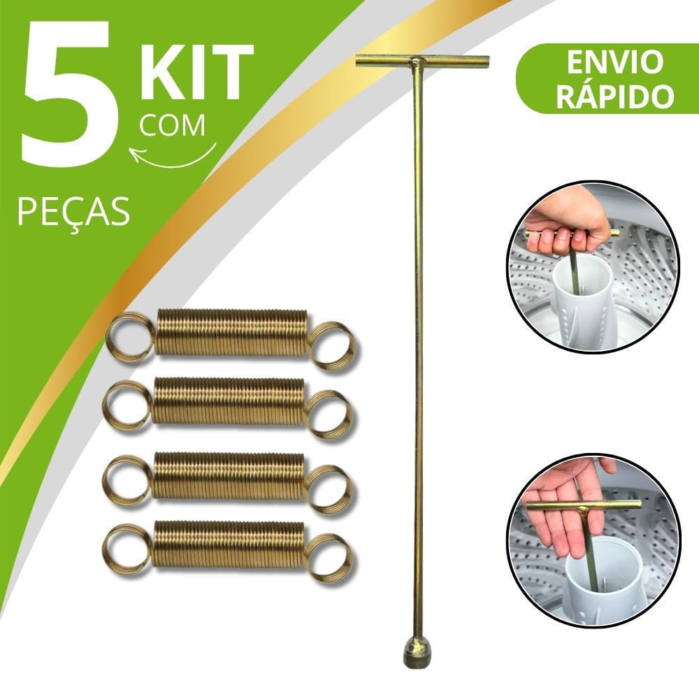 Chave T 10mm Longa para Agitador Electrolux Lm 62cm + Conjunto de 4 Molas