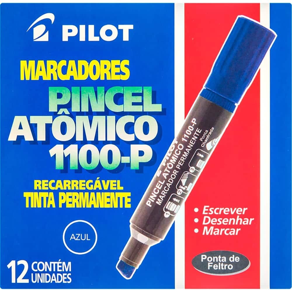 Pincel marcador atômico azul 1.100-p Pilot 12 UN