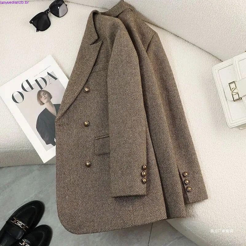 Primavera jaqueta outono inverno estilo Design de moda sentimento temperamento All-Match espinha de peixe padrão terno