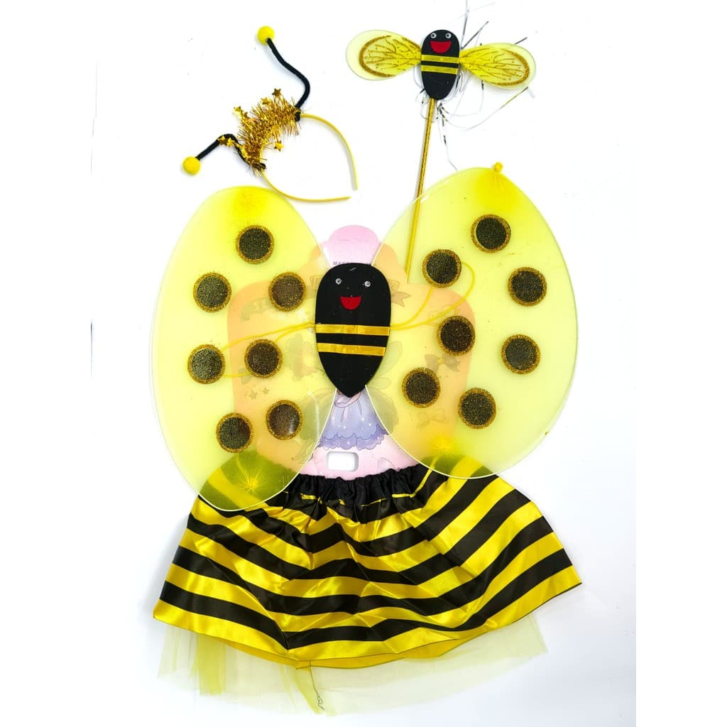 Kit Fada Saia + Tiara + Asa + Varinha Joaninha Abelha  Fantasia Festa/ Carnaval -INFANTIL T-557-33